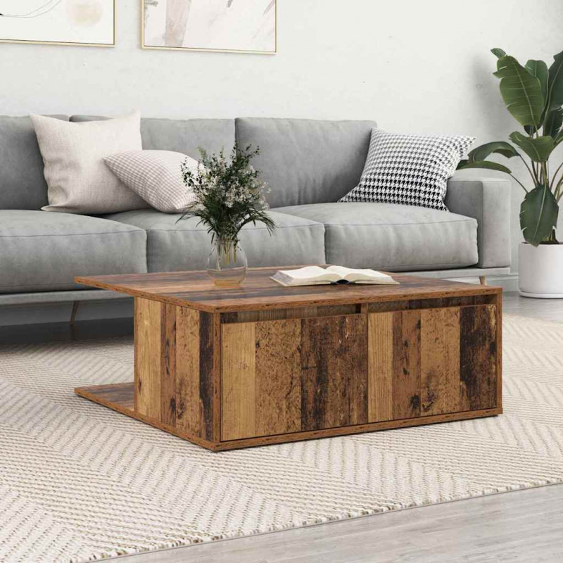 Stolik kawowy z szufladą Stare drewno 80 x 80 x 31 cm