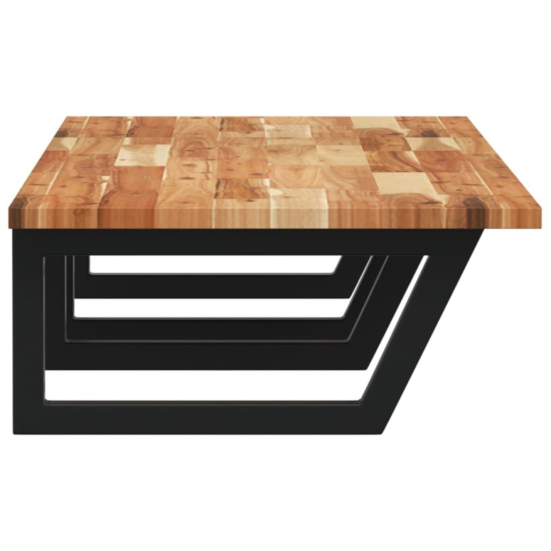 Półka ścienna pod umywalkę, stal i lite drewno akacjowe