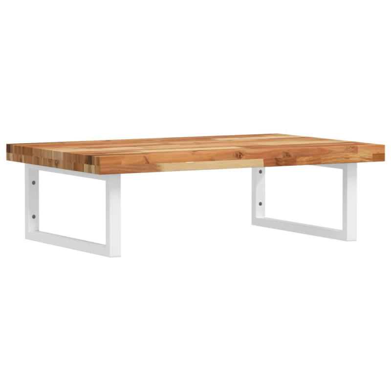 Półka ścienna pod umywalkę, stal i lite drewno akacjowe