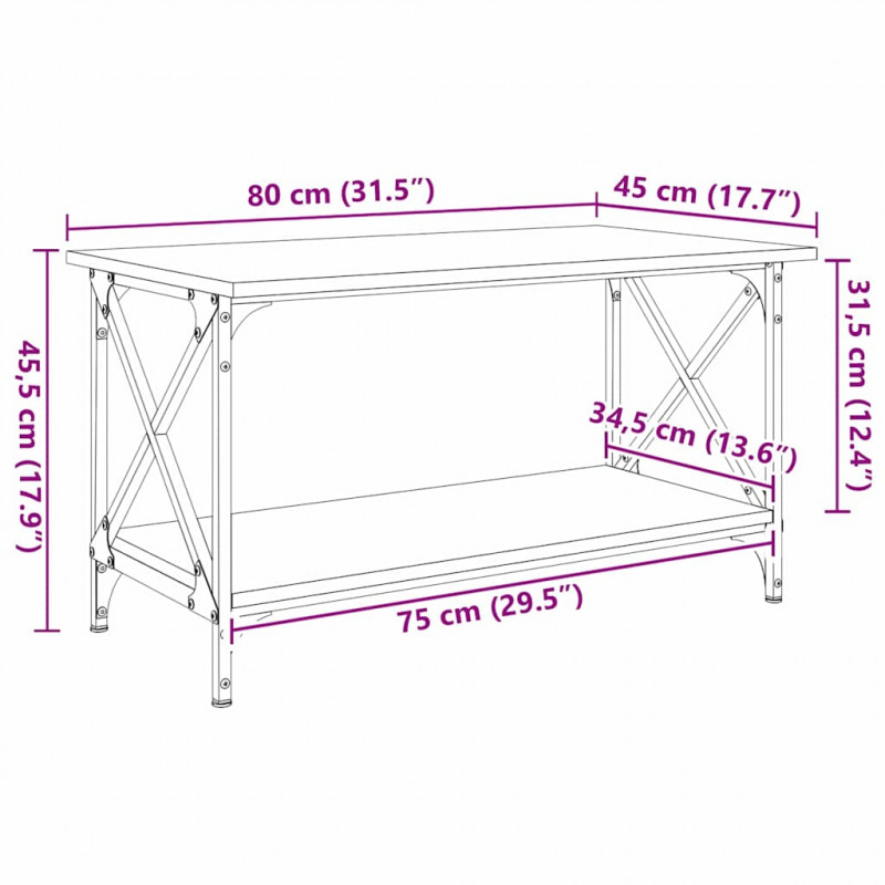 Stolik kawowy Stare drewno 80 x 45 x 45.5 cm