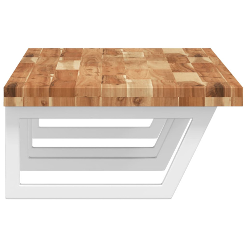 Półka ścienna pod umywalkę, stal i lite drewno akacjowe