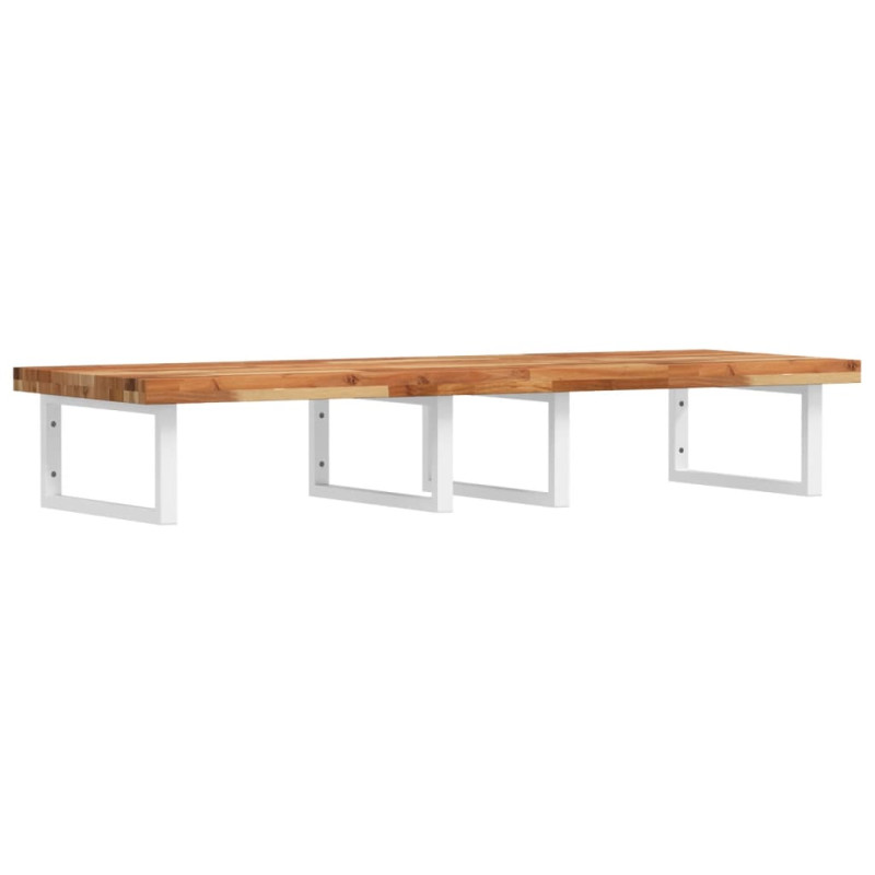 Półka ścienna pod umywalkę, stal i lite drewno akacjowe