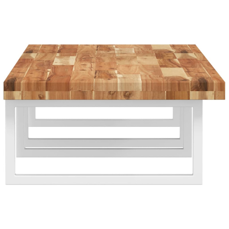 Półka ścienna pod umywalkę, stal i lite drewno akacjowe