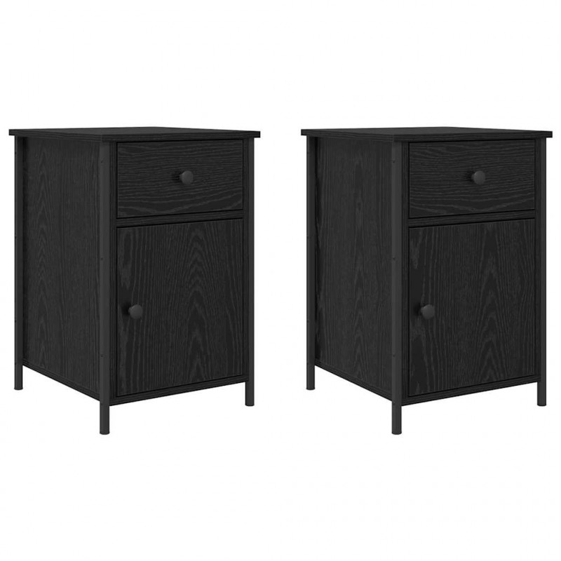 Szafka Nocna z szufladą 2 pcs Czarny Dąb 40 x 42 x 60 cm