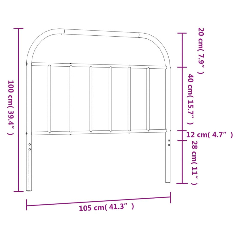 Metalowe wezgłowie, czarne, 100 cm