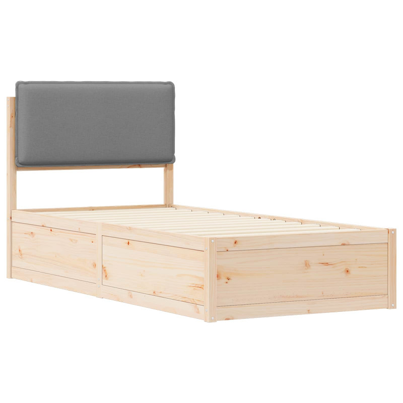 Ramka łóżka z tapicerowanym wezgłowiem Jasnoszary 80 x 200 cm