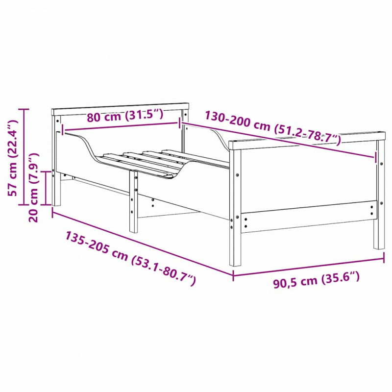 Ramka łóżka Biały 80 x 200 cm Materiał drewnopochodny