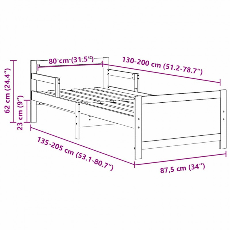 Ramka łóżka Woskowy Brąz 80 x 200 cm Materiał drewnopochodny