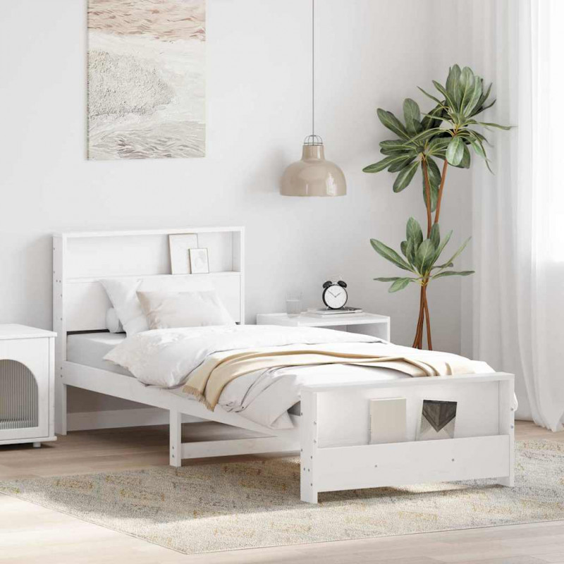 Ramka łóżka Biały 80 x 200 cm Materiał drewnopochodny