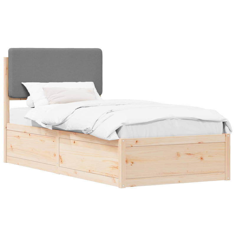 Ramka łóżka z tapicerowanym wezgłowiem Jasnoszary 75 x 190 cm