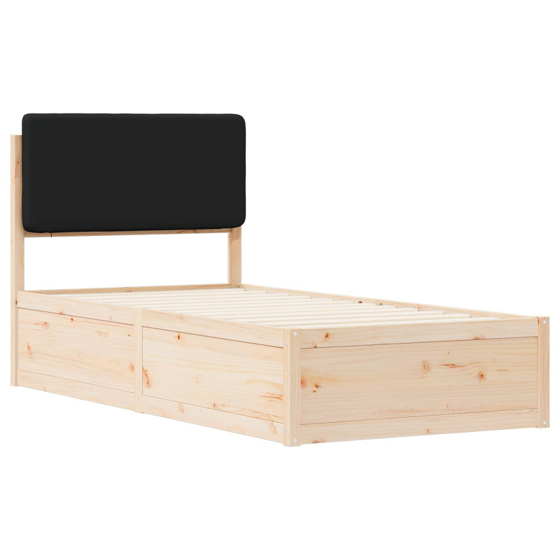 Ramka łóżka z tapicerowanym wezgłowiem Czarny 75 x 190 cm