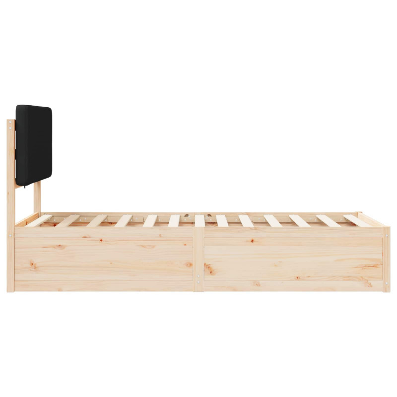 Ramka łóżka z tapicerowanym wezgłowiem Czarny 75 x 190 cm
