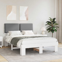 Ramka łóżka z tapicerowanym wezgłowiem Jasnoszary 150 x 200 cm