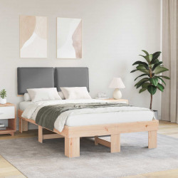 Ramka łóżka z tapicerowanym wezgłowiem Jasnoszary 120 x 200 cm