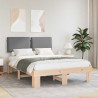 Ramka łóżka z tapicerowanym wezgłowiem Jasnoszary 135 x 190 cm