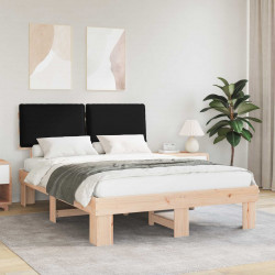 Ramka łóżka z tapicerowanym wezgłowiem Czarny 135 x 190 cm