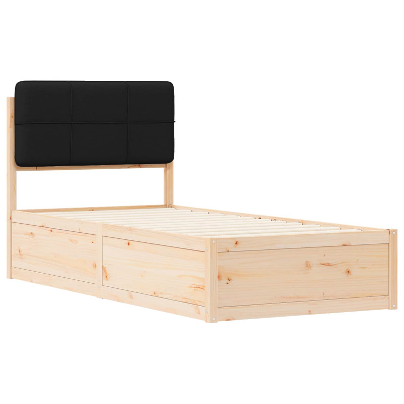 Ramka łóżka z tapicerowanym wezgłowiem Czarny 75 x 190 cm