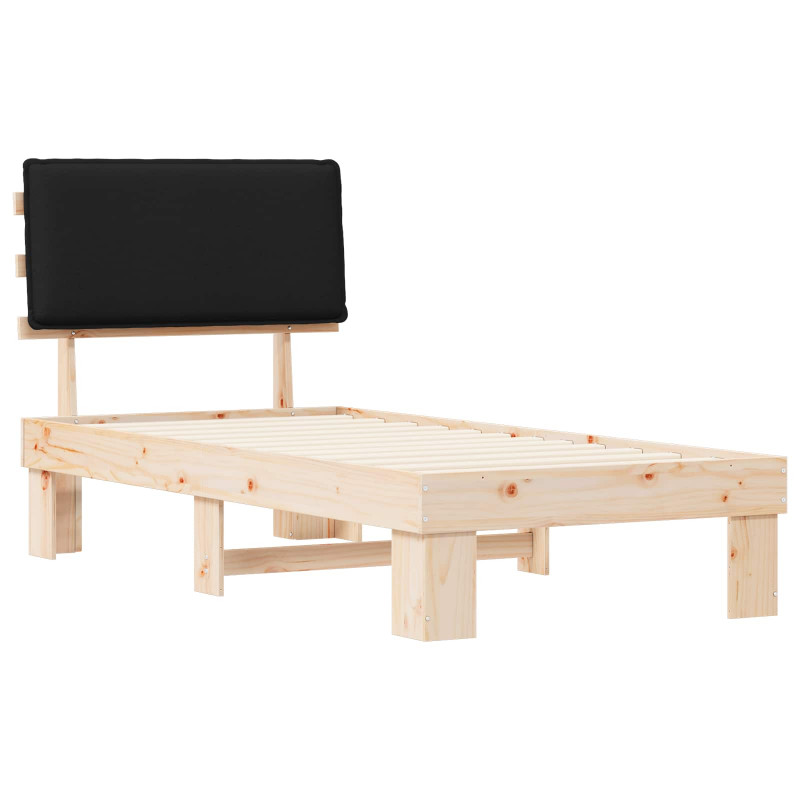Ramka łóżka z tapicerowanym wezgłowiem Czarny 100 x 200 cm
