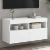Ścienna szafka TV z LED, biała, 80x30x40 cm