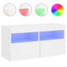Ścienna szafka TV z LED, biała, 80x30x40 cm