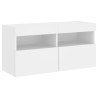 Ścienna szafka TV z LED, biała, 80x30x40 cm