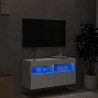 Ścienna szafka TV z LED, biała, 80x30x40 cm