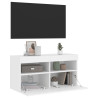 Ścienna szafka TV z LED, biała, 80x30x40 cm