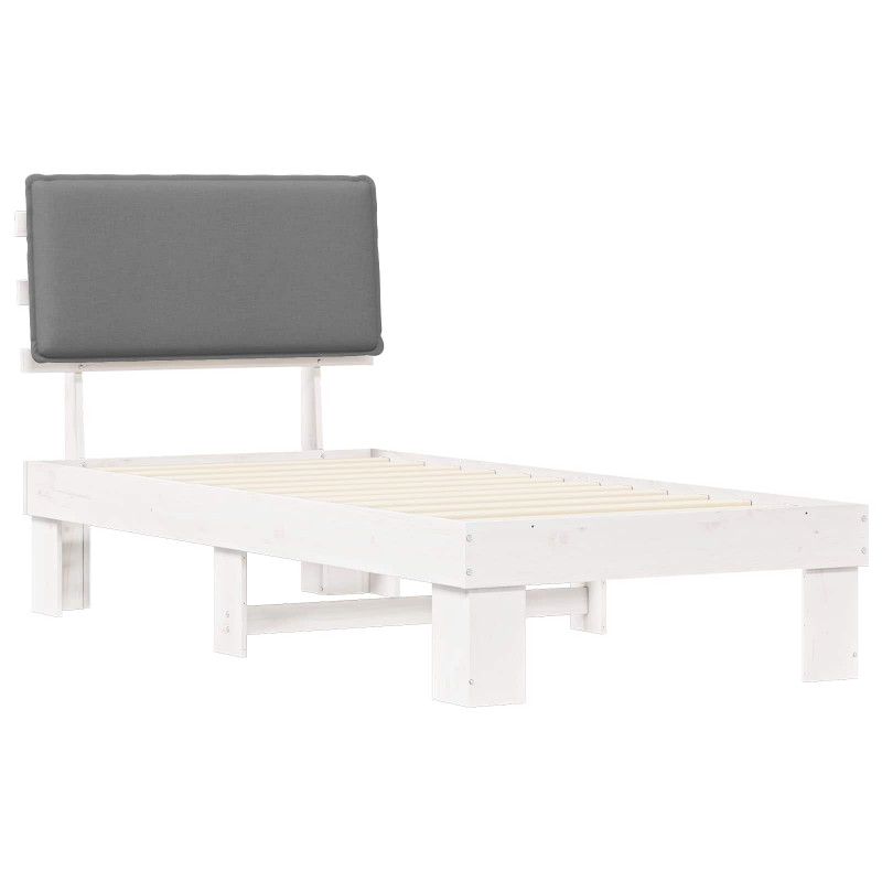 Ramka łóżka z tapicerowanym wezgłowiem Jasnoszary 80 x 200 cm