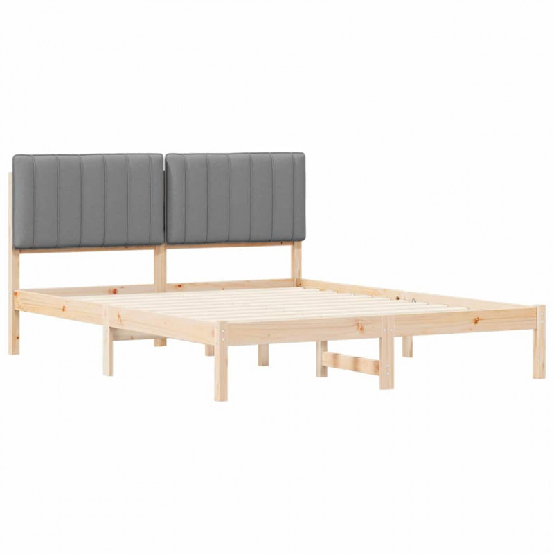 Ramka łóżka z tapicerowanym wezgłowiem Jasnoszary 150 x 200 cm