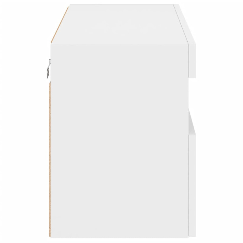 Ścienna szafka TV z LED, biała, 80x30x40 cm