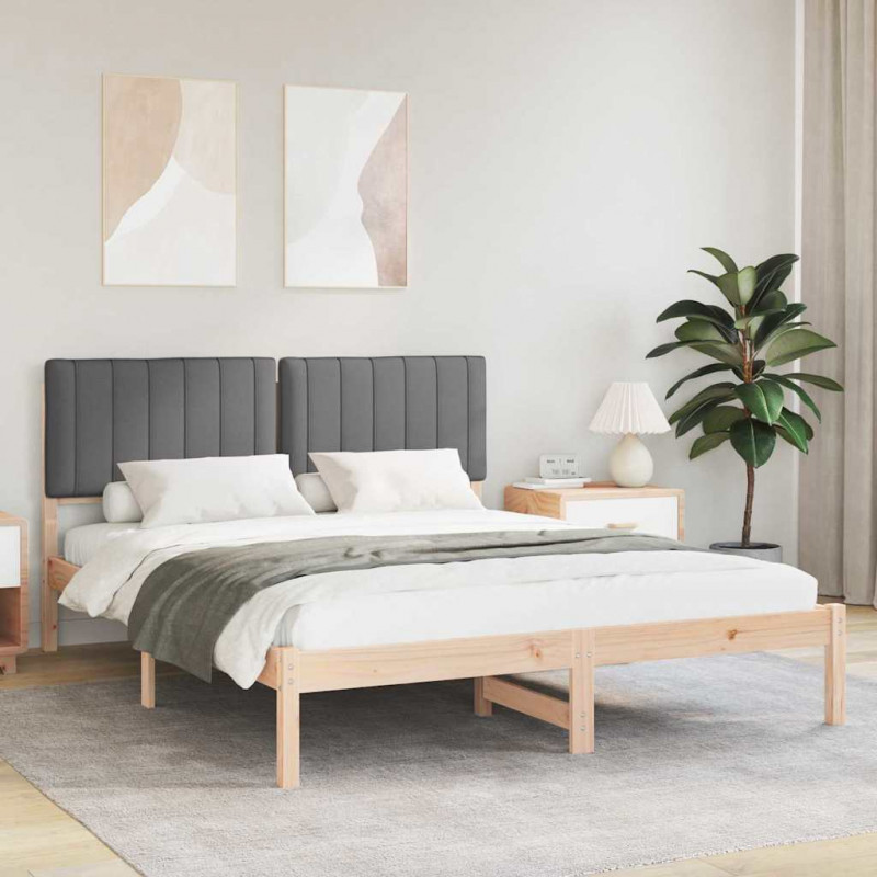 Ramka łóżka z tapicerowanym wezgłowiem Ciemnoszary 150 x 200 cm