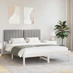 Ramka łóżka z tapicerowanym wezgłowiem Jasnoszary 150 x 200 cm
