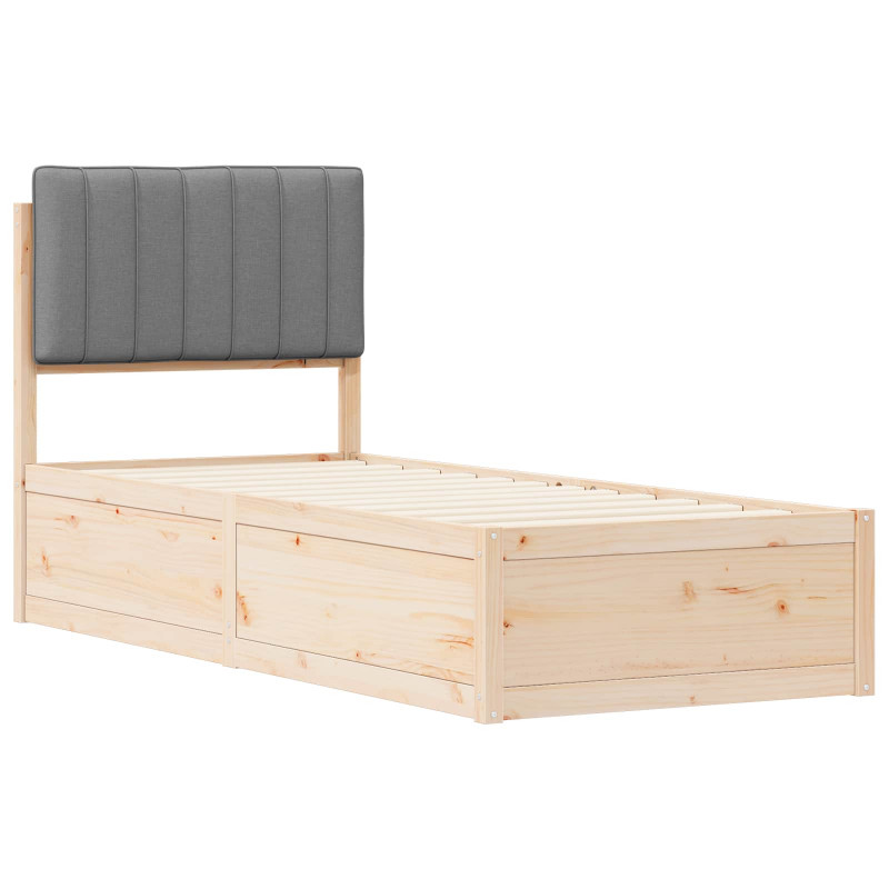 Ramka łóżka z tapicerowanym wezgłowiem Jasnoszary 75 x 190 cm