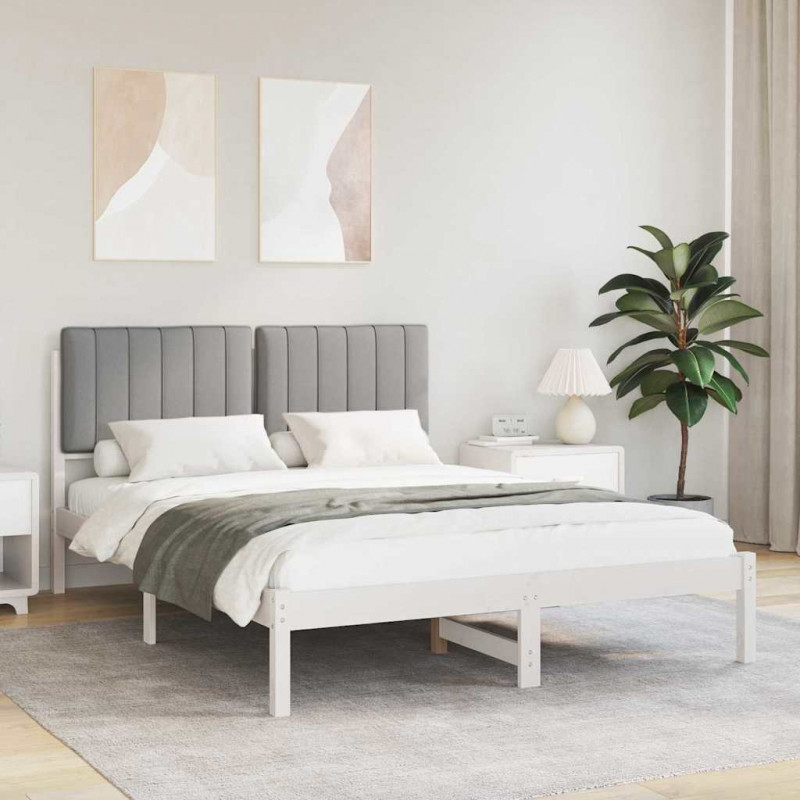 Ramka łóżka z tapicerowanym wezgłowiem Jasnoszary 140 x 200 cm