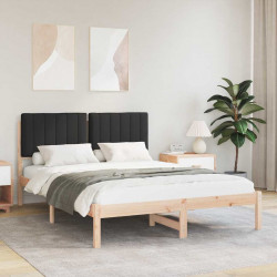 Ramka łóżka z tapicerowanym wezgłowiem Czarny 135 x 190 cm