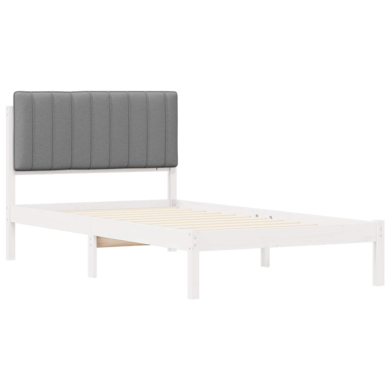 Ramka łóżka z tapicerowanym wezgłowiem Jasnoszary 100 x 200 cm