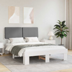 Ramka łóżka z tapicerowanym wezgłowiem Jasnoszary 140 x 200 cm