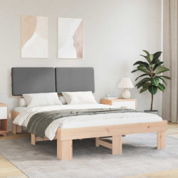 Ramka łóżka z tapicerowanym wezgłowiem Jasnoszary 135 x 190 cm