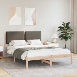 Ramka łóżka z tapicerowanym wezgłowiem Ciemnoszary 140 x 190 cm
