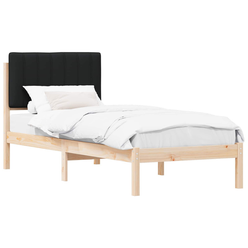 Ramka łóżka z tapicerowanym wezgłowiem Czarny 75 x 190 cm