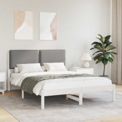 Ramka łóżka z tapicerowanym wezgłowiem Jasnoszary 140 x 190 cm