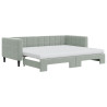 Sofa rozsuwana z materacami, jasnoszara, 90x200 cm, aksamit