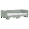 Sofa rozsuwana z materacami, jasnoszara, 90x200 cm, aksamit