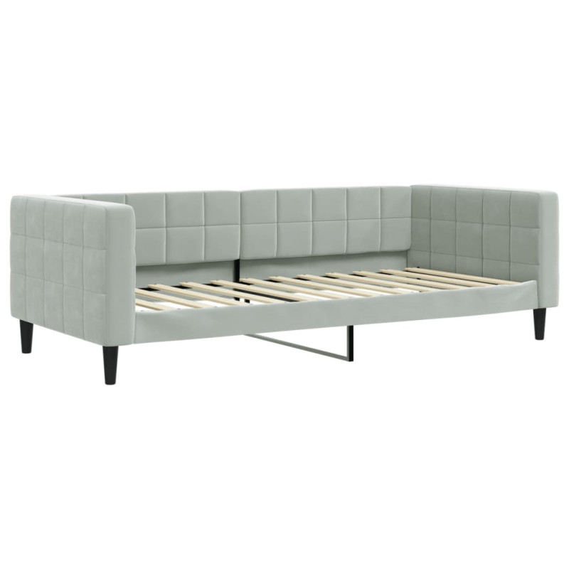 Sofa rozsuwana z materacami, jasnoszara, 90x200 cm, aksamit