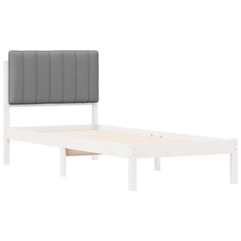 Ramka łóżka z tapicerowanym wezgłowiem Jasnoszary 75 x 190 cm