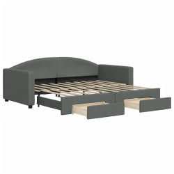 Sofa rozsuwana z szufladami, ciemnoszara, 90x190 cm, tkanina
