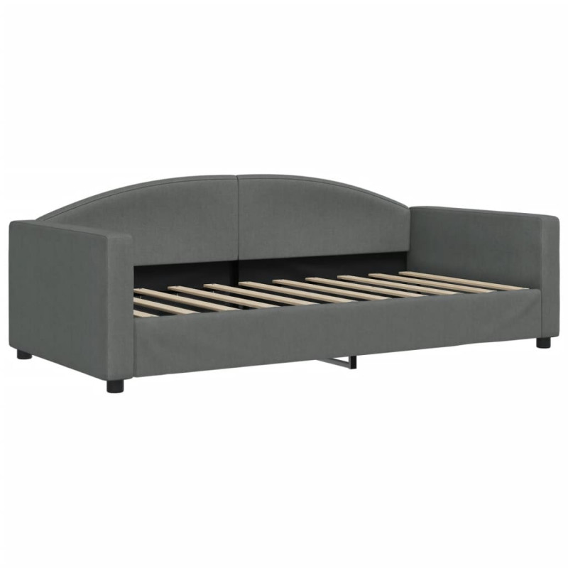 Sofa rozsuwana z szufladami, ciemnoszara, 90x190 cm, tkanina
