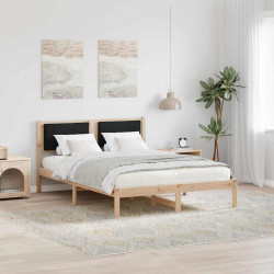 Ramka łóżka Czarny 150 x 200 cm Lite drewno sosnowe