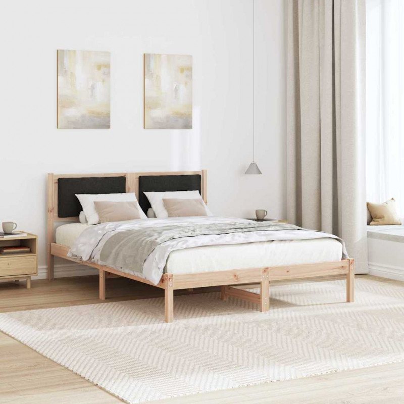 Ramka łóżka Czarny 150 x 200 cm Lite drewno sosnowe