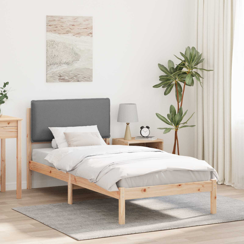 Ramka łóżka z tapicerowanym wezgłowiem Jasnoszary 90 x 200 cm